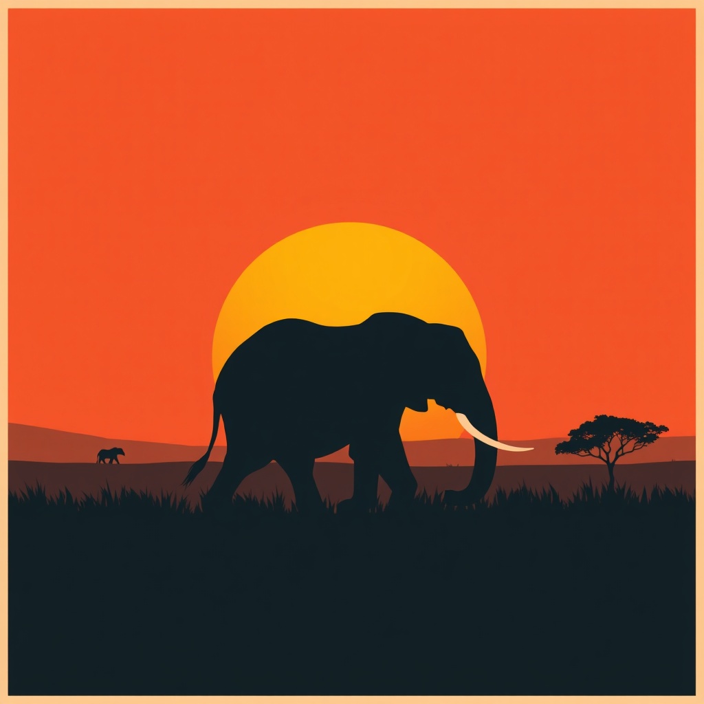 Elephant Sunset
